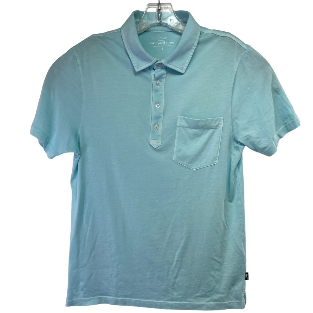 Vineyard‎ Vines Mens Sz Small Teal 100% Pima Cotton Golf Polo Shirt (O4) EUC